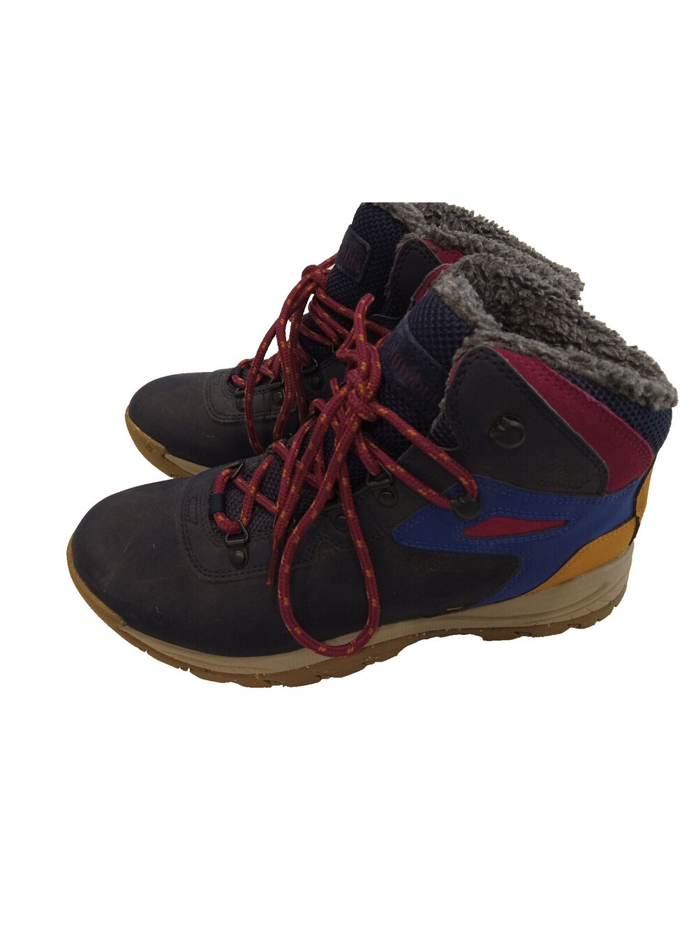Columbia Newton Ridge Plus Omni-Heat Boots Womens Size 10 Navy Blue Fur Trail